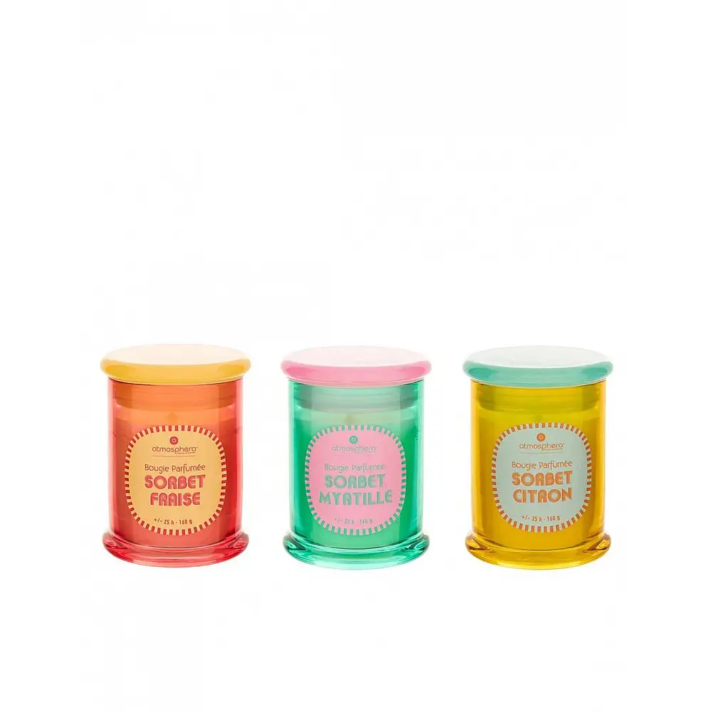 Κερί σε βάζο  Sorbet  Vert/Rose/Jaune 160g/7,7x10,2cm