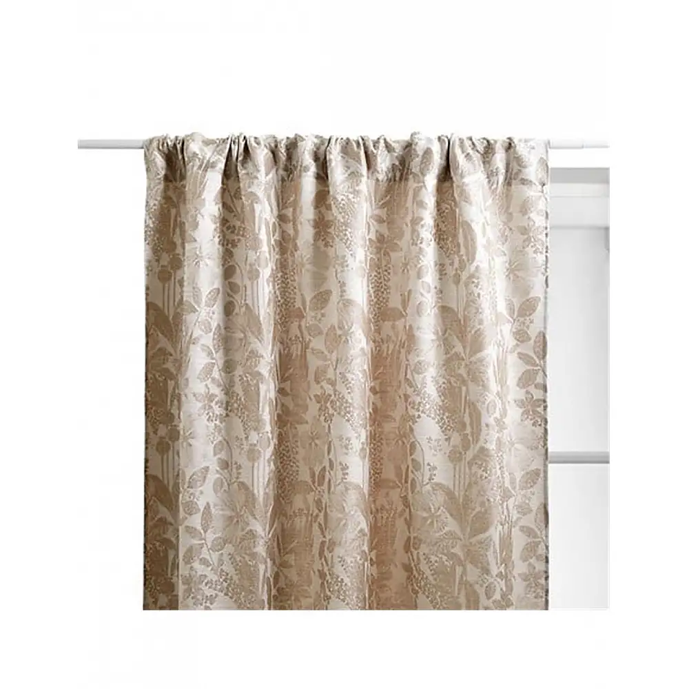 Κουρτίνα λινή μπεζ φύλλα 140x260cm