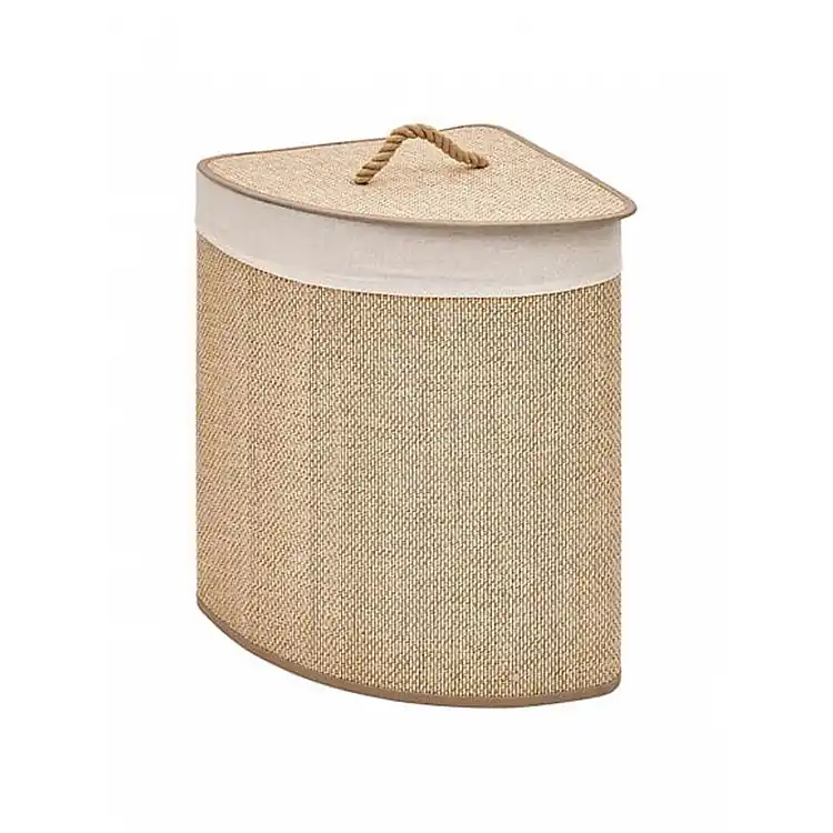 Καλάθι απλύτων γωνιακό Bamboo/MDF 48L/37x37x50cm