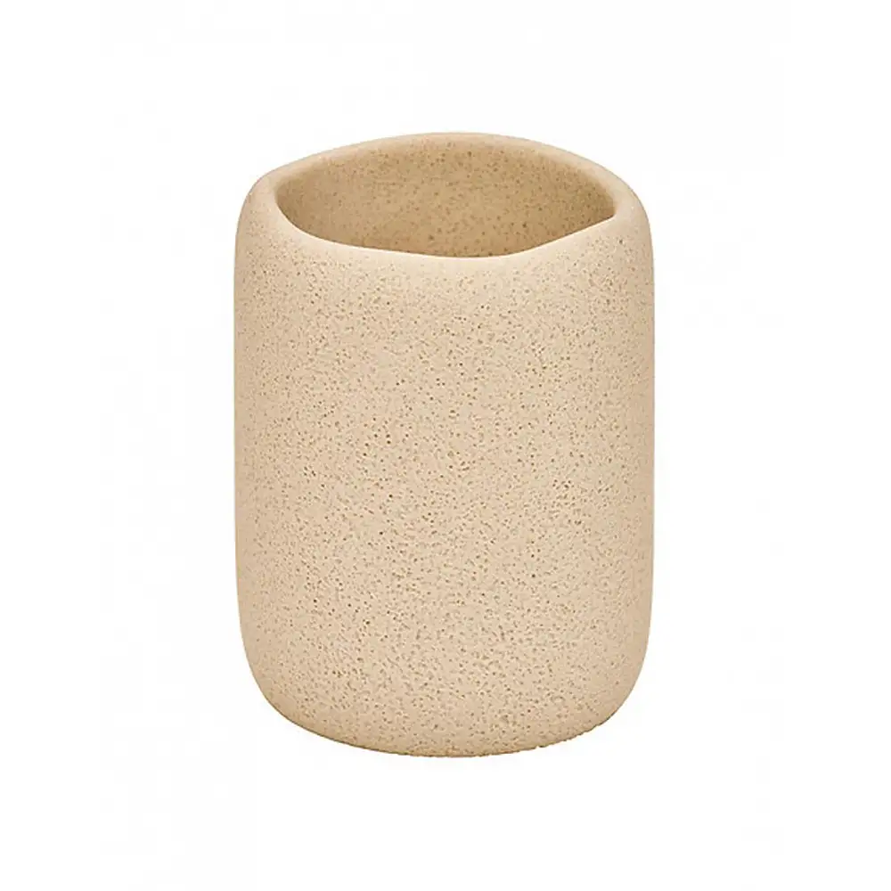 Ποτήρι οδοντόβουρτσας polyresin μπεζ /7,7x9,9cm