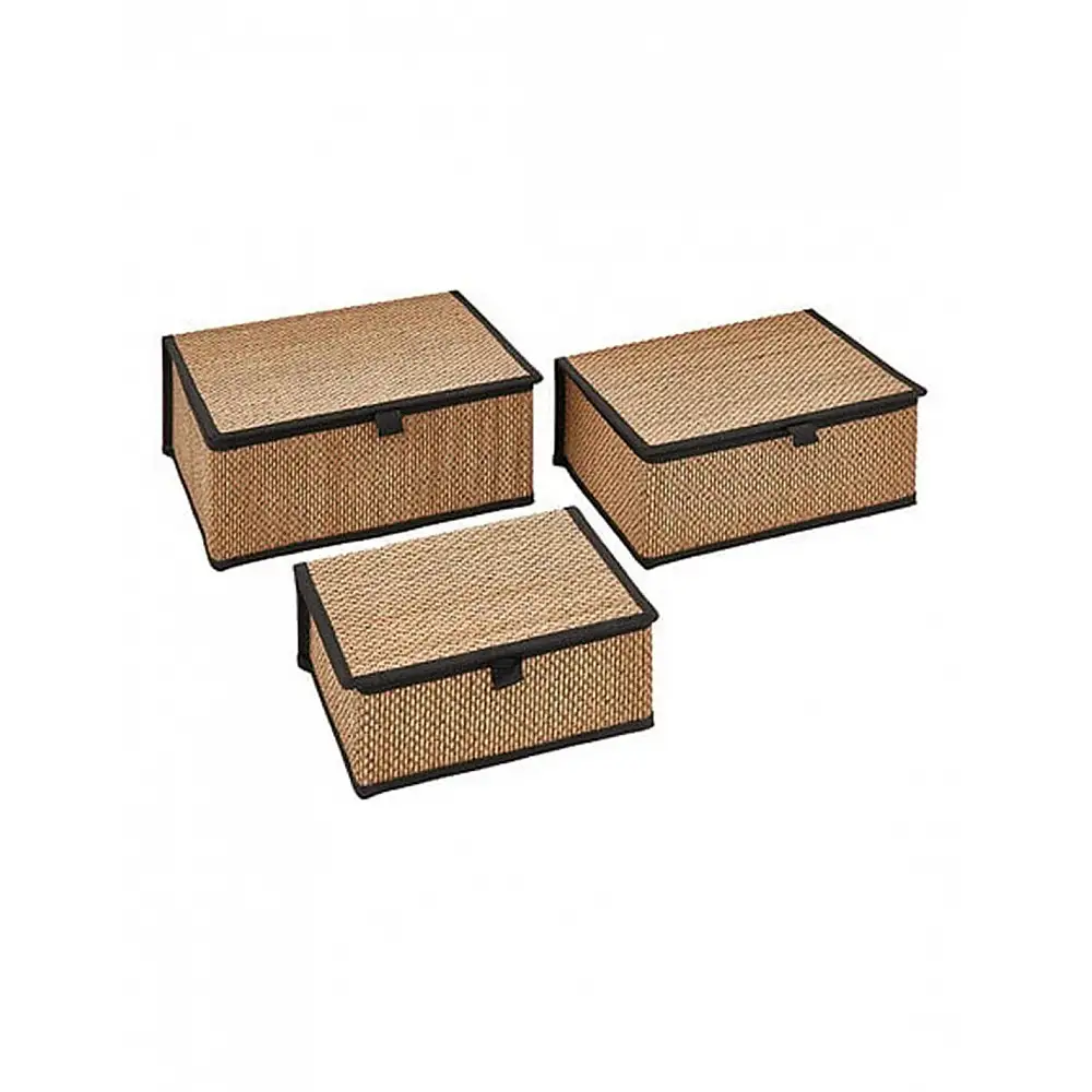 Κουτιά αποθήκευσης bamboo/μαύρο υφασμα.  S/3 33,5x25,5x15cm