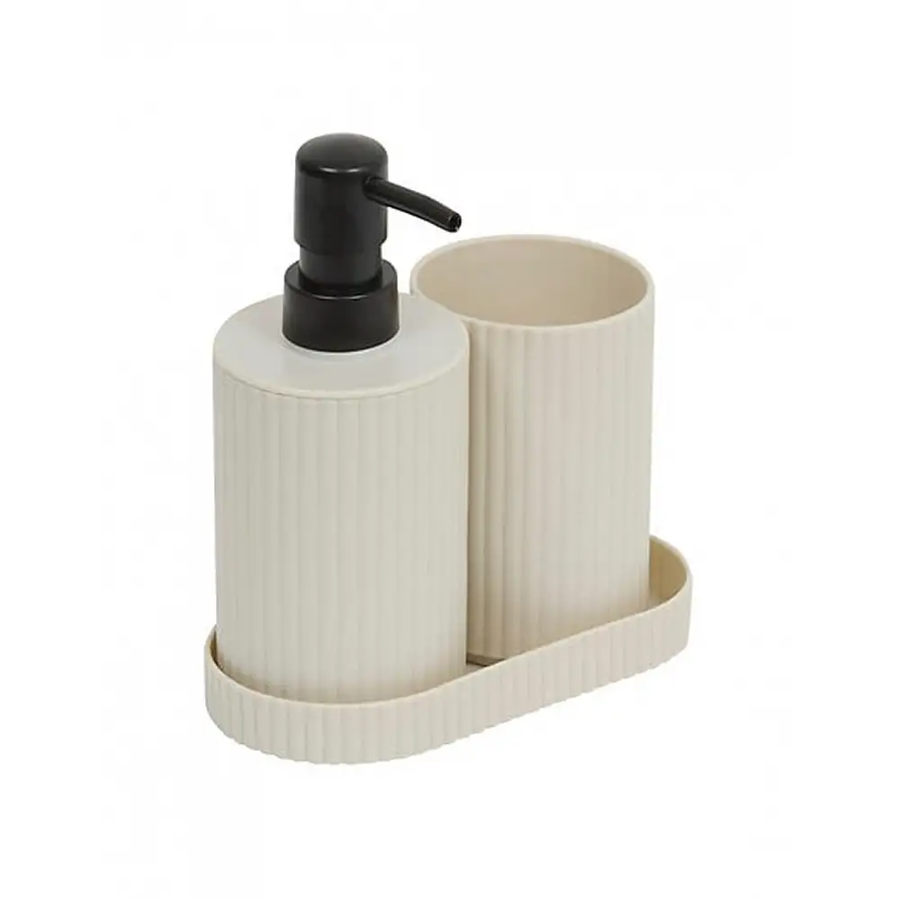 Dispenser & ποτήρι οδοντ. σε βάση λευκό 16x8x17cm