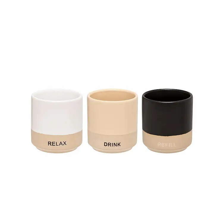 Κούπα espresso 3χρώματα/relax/drink/refill Φ5,6Η6,1cm