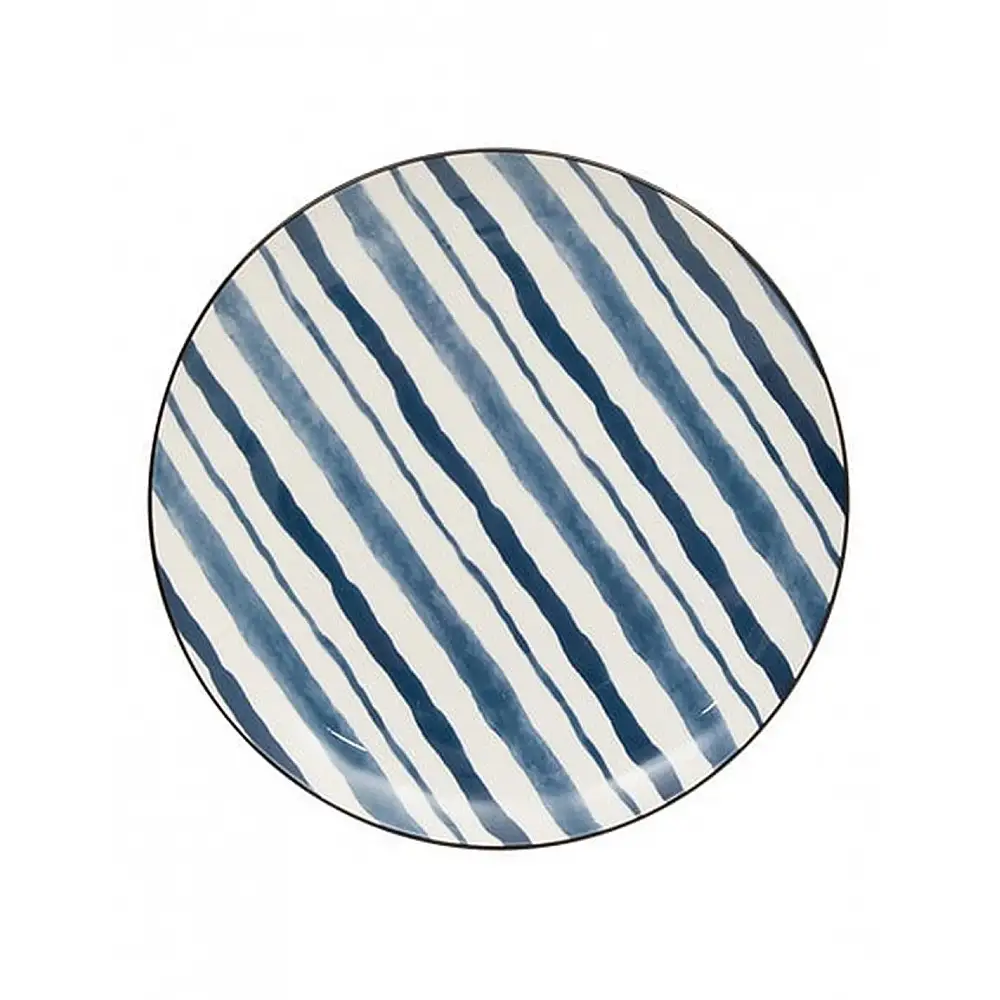 Πιάτο πορσελάνη μπλε ρίγες Φ26,5H2,5cm