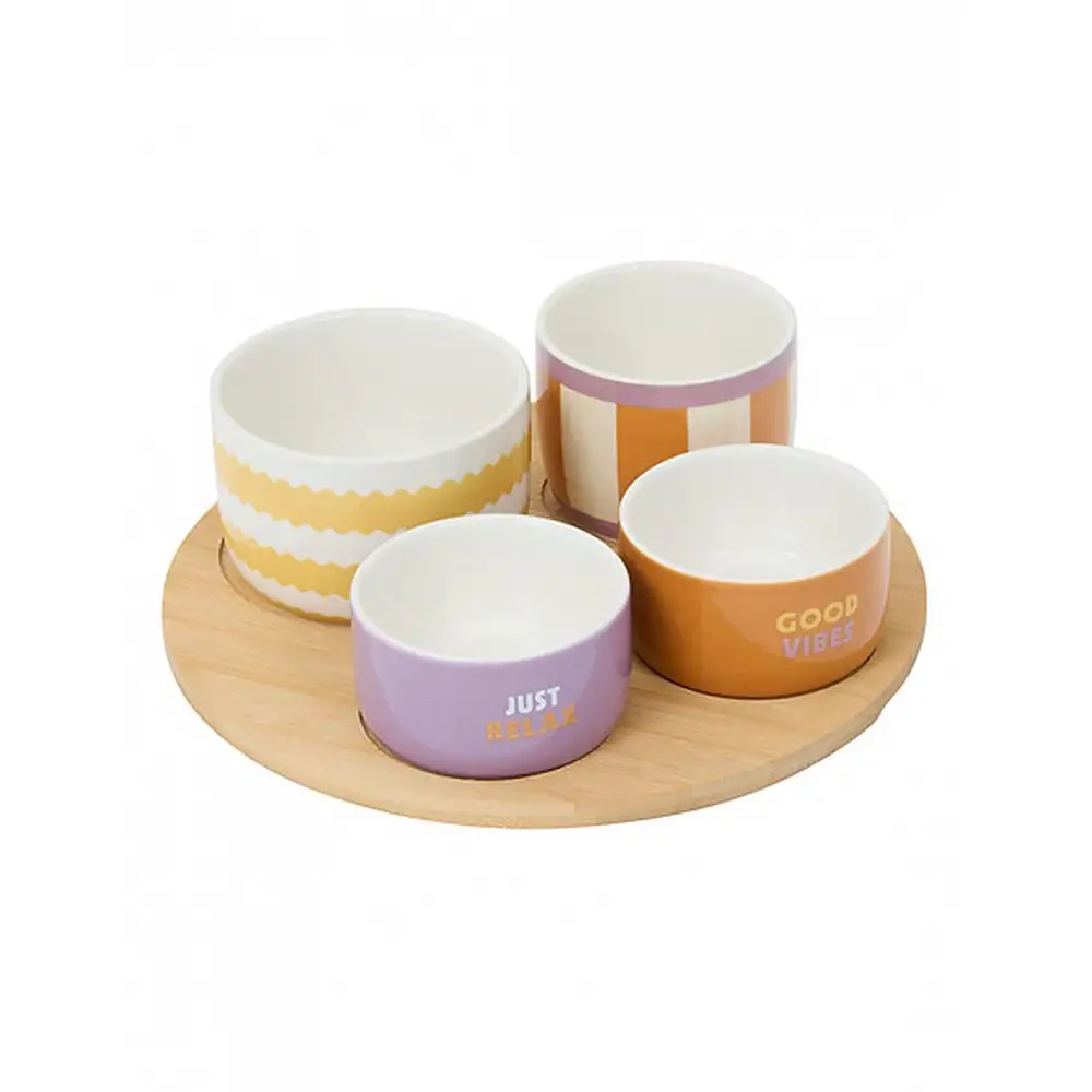 Μπωλ σερβιρίσμτος σε ξύλινο στρογγυλό βάση 25,5 x 7,6 cm