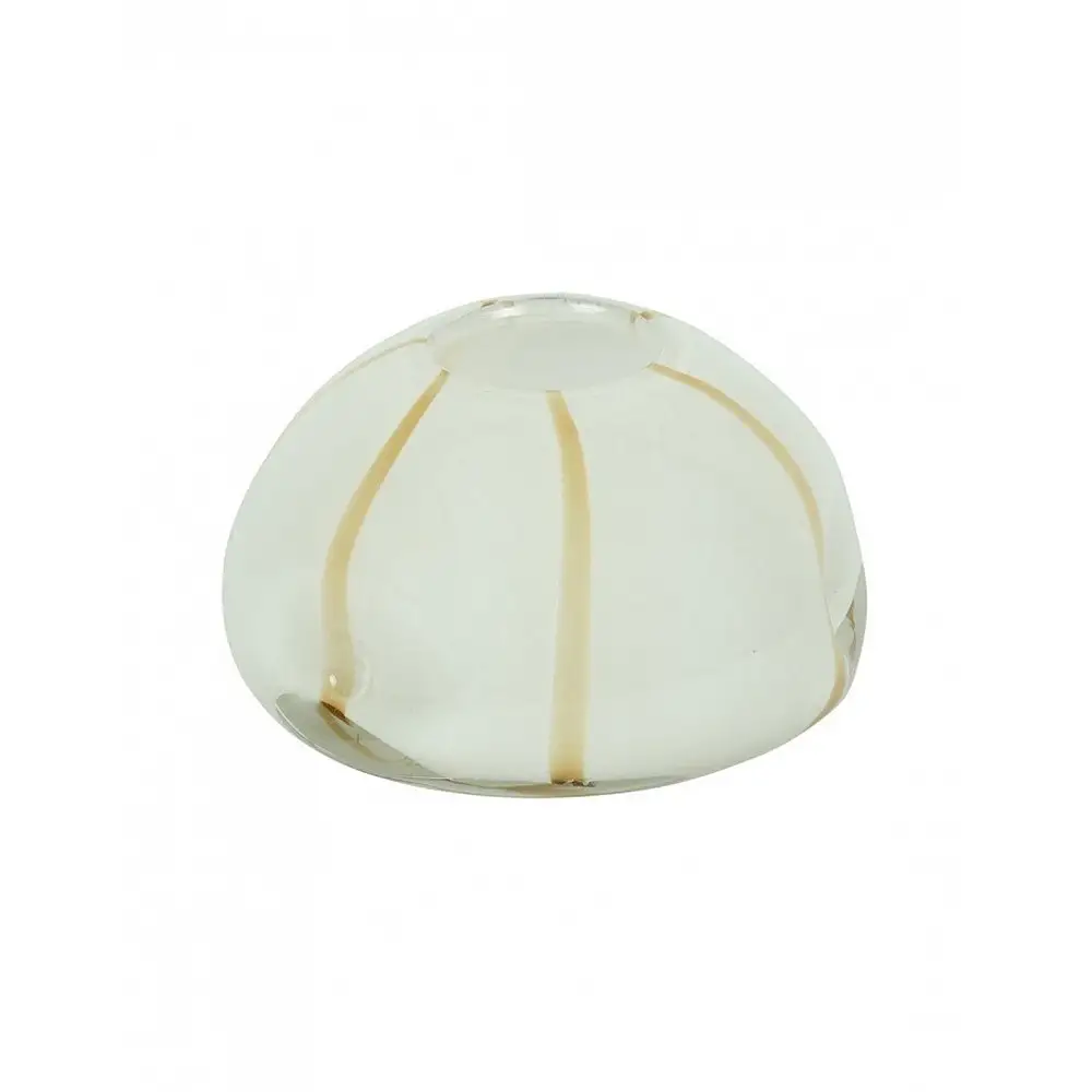 Βάζο γυάλινο  Λευκό με καφέ ρίγα 16,5x13