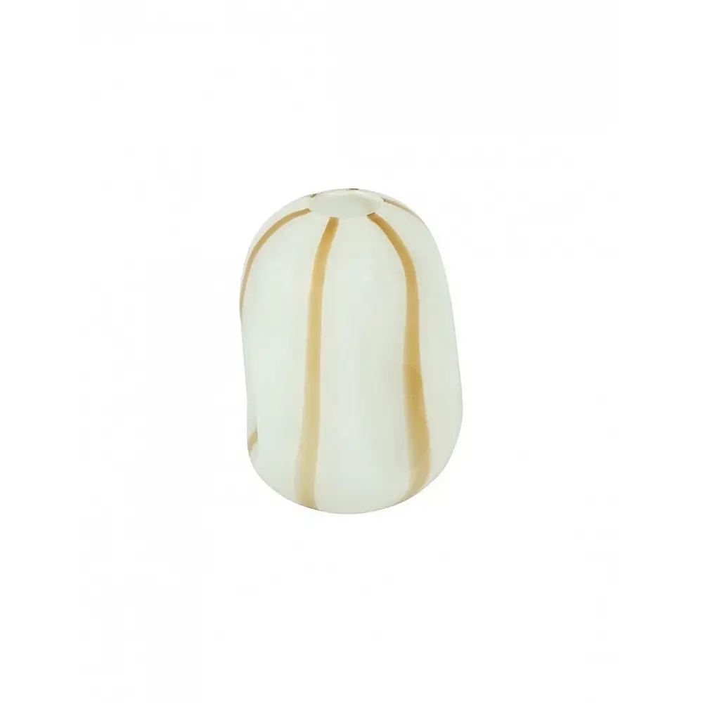 Βάζο γυάλινο  Λευκό με καφέ ρίγα 20x27