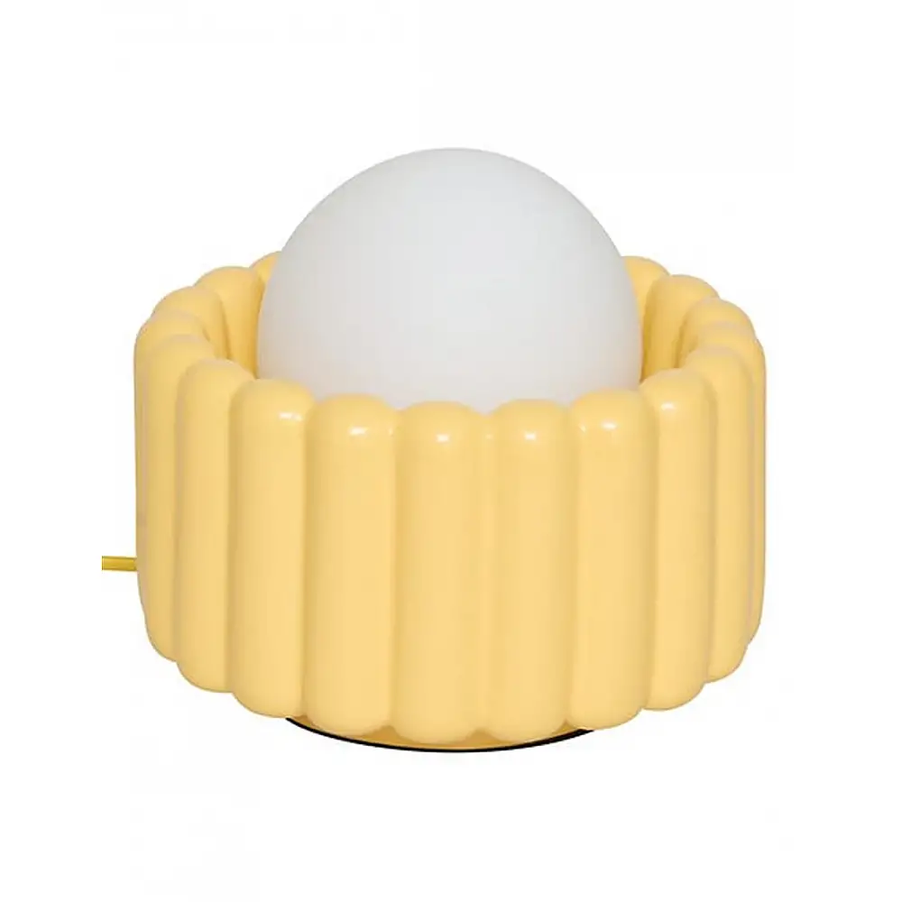 Απλίκα Stoneware στρογγυλή κίτρινη 23x20cm