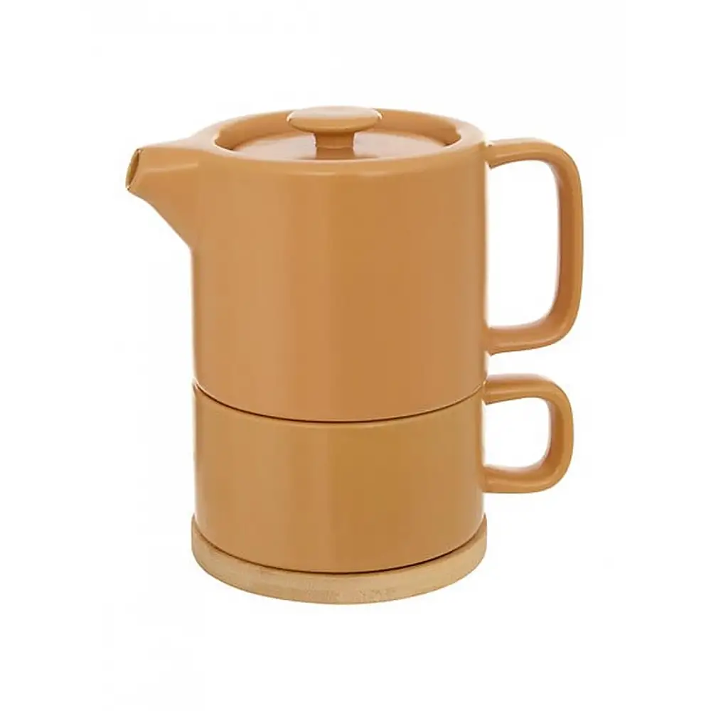 Κούπα με τσαγιέρα κεραμικό  πορτοκαλίαλί