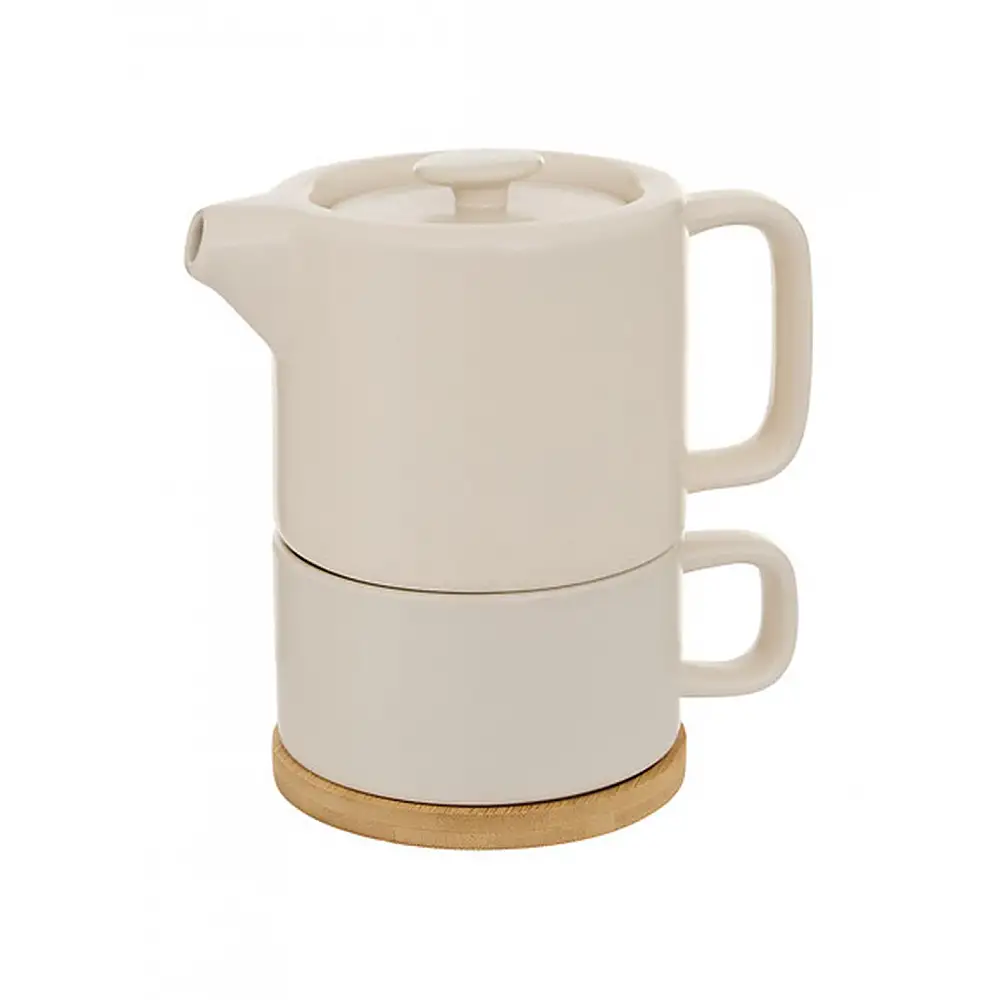 Κούπα με τσαγιέρα κεραμικό  εκρού