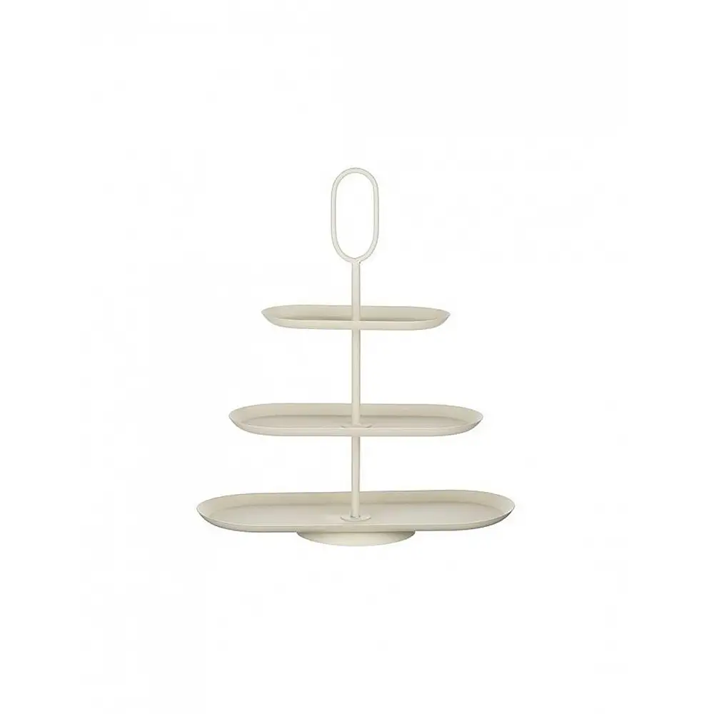 Πιατέλα τριόροφη οβάλ cream 48x20x55cm