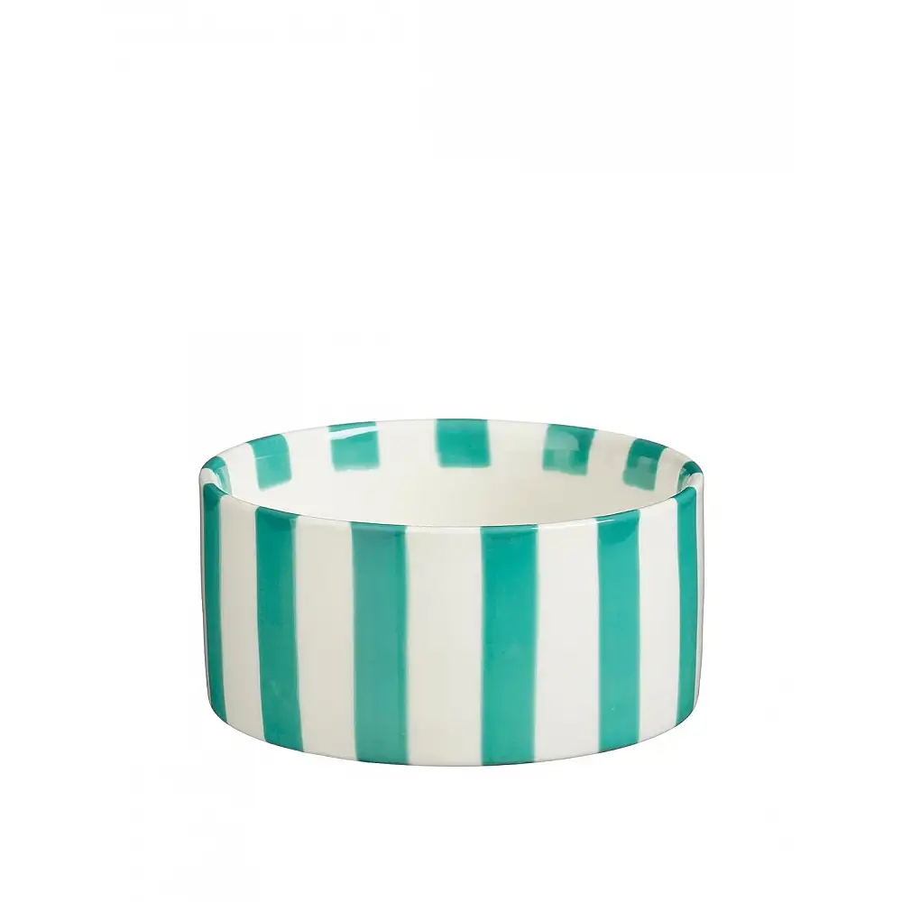 Μπωλ ριγωτό λευκό/πράσινο Φ13Η6cm