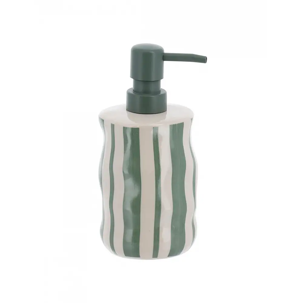 Dispenser stoneware  GREEN STRIPES  350ml/8,1x18,5cm