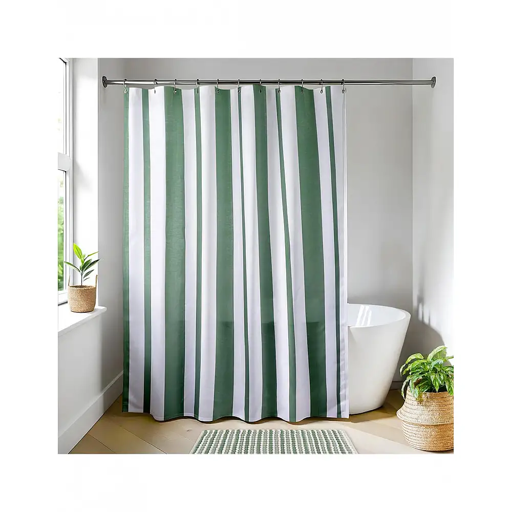 Κουρτίνα μπάνιου  GREEN STRIPES  180x200cm