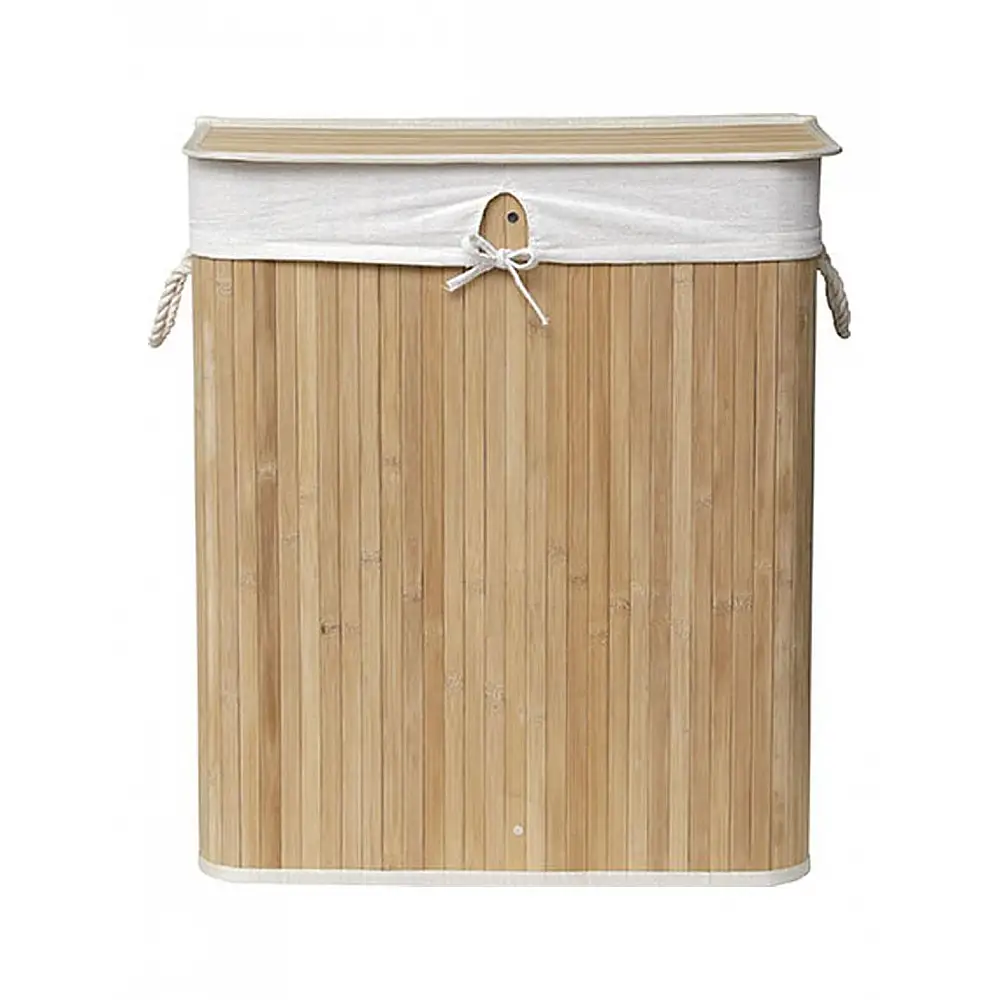 Καλάθι απλύτων bamboo με χώρισμα 32x52x63cm