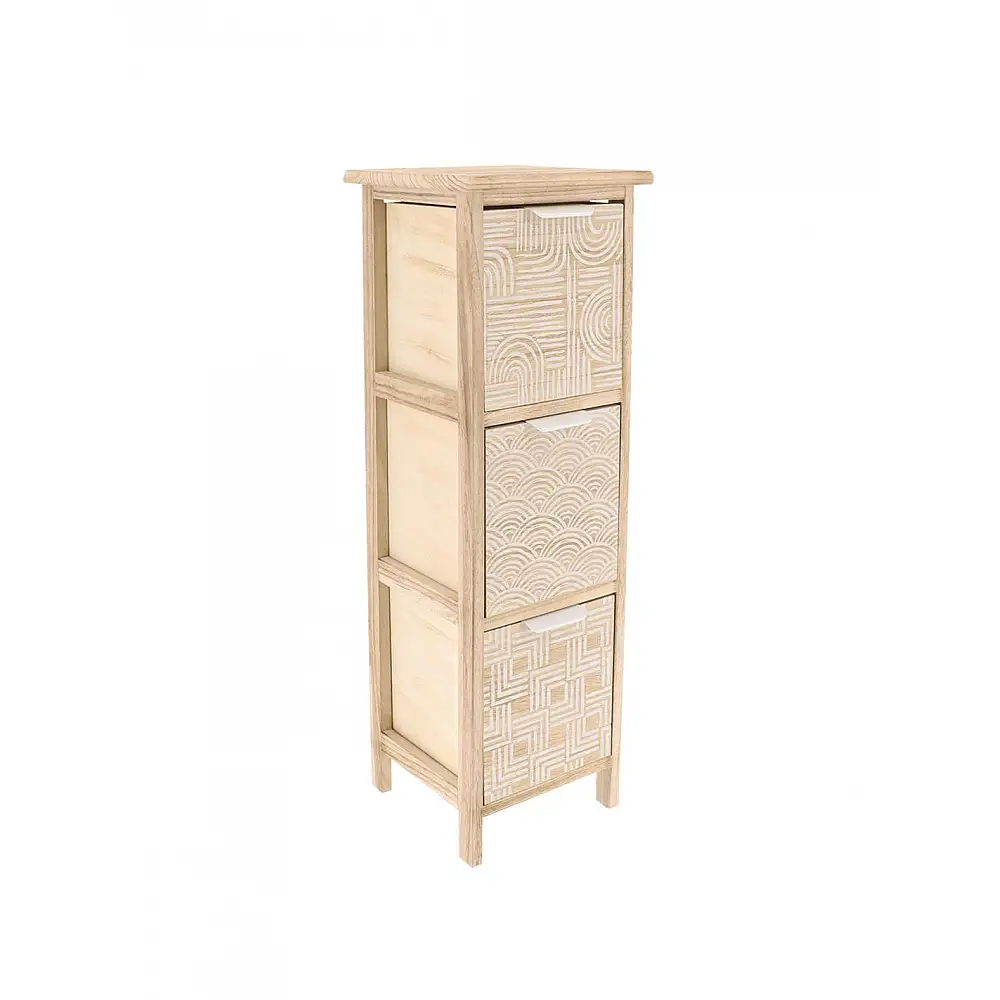 Έπιπλο μπάνιου 3συρτάρια φυσικό/λευκό 25x25x77cm
