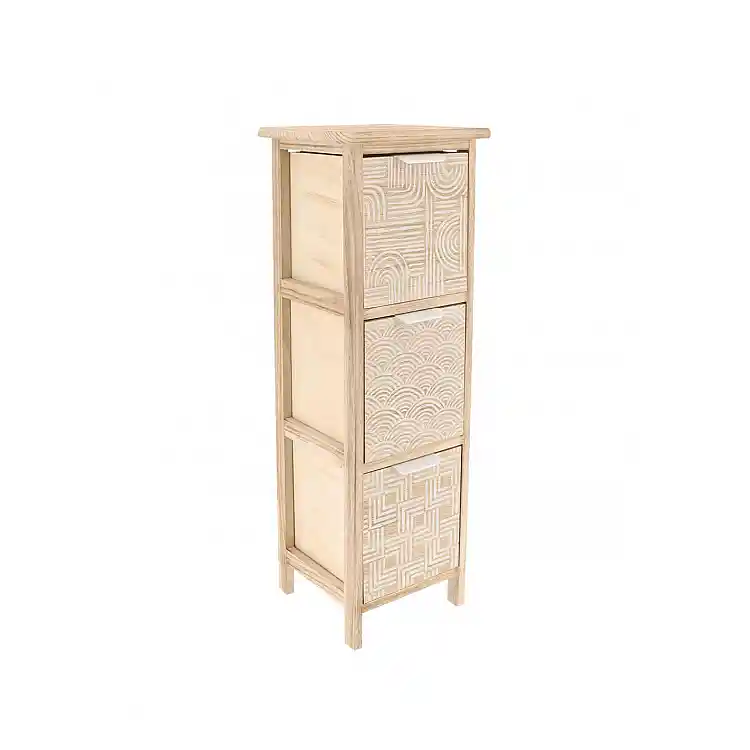 Έπιπλο μπάνιου 3συρτάρια φυσικό/λευκό 25x25x77cm
