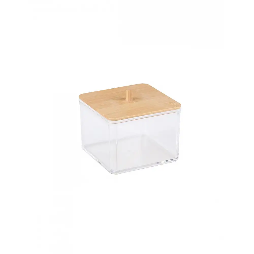 Κουτί αποθ. πλαστικό /bamboo καπάκι 9. 5x9. 5x8. 5cm