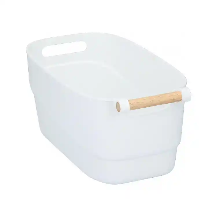 Καλάθι πλαστικό bamboo χερούλια 4χρώματα  33x18x15cm