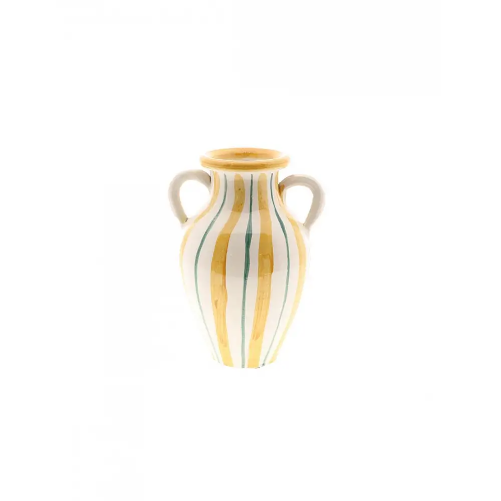 Βάζο αμφορέας κίτρινες ρίγες 19x35cm
