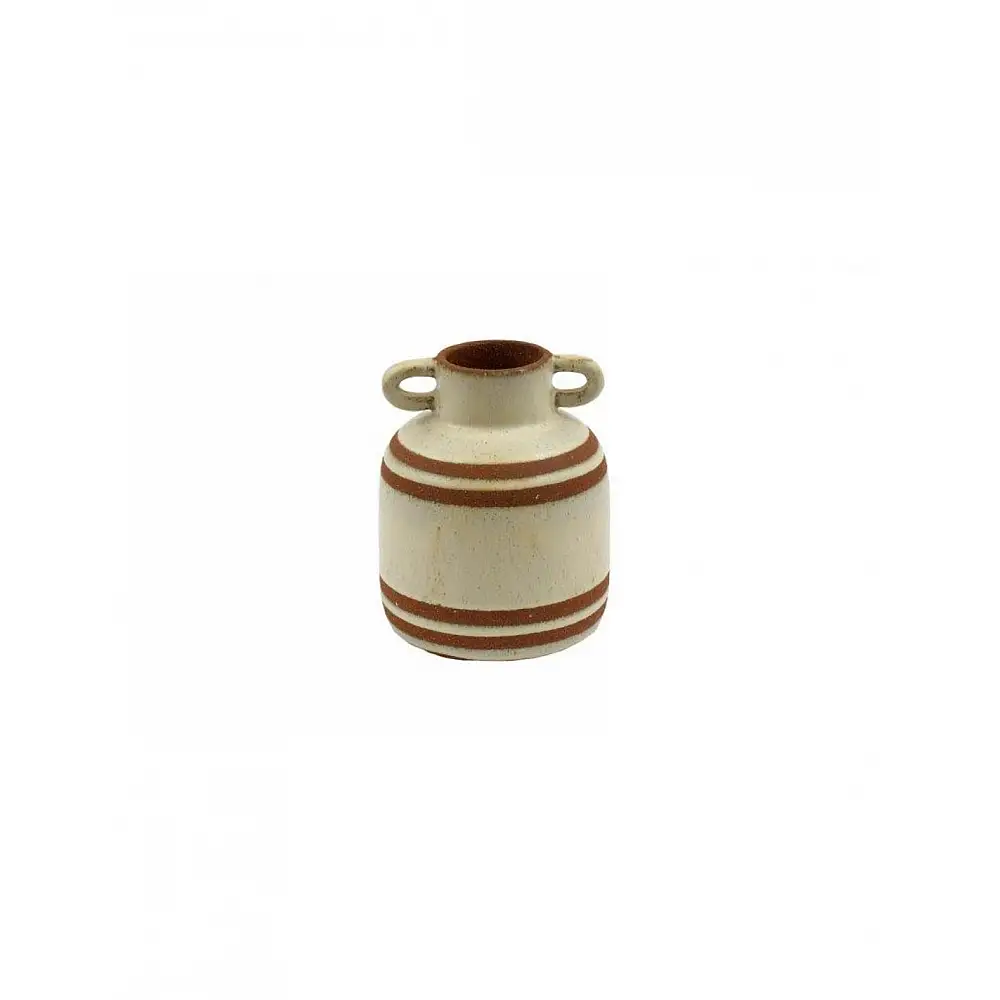 Βάζο κεραμικό αμφορέας μπεζ/καφέ 12,5x15cm