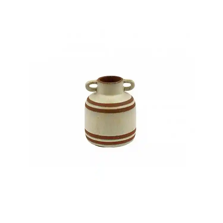 Βάζο κεραμικό αμφορέας μπεζ/καφέ 12,5x15cm