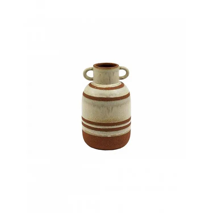 Βάζο κεραμικό αμφορέας μπεζ/καφέ 15x24,5cm