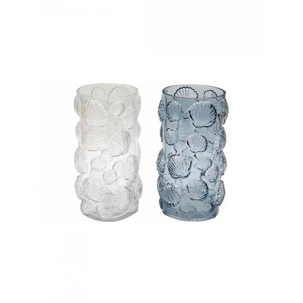 Βάζο γυάλινο αχιβάδες 2χρώματα 15X26. 5cm