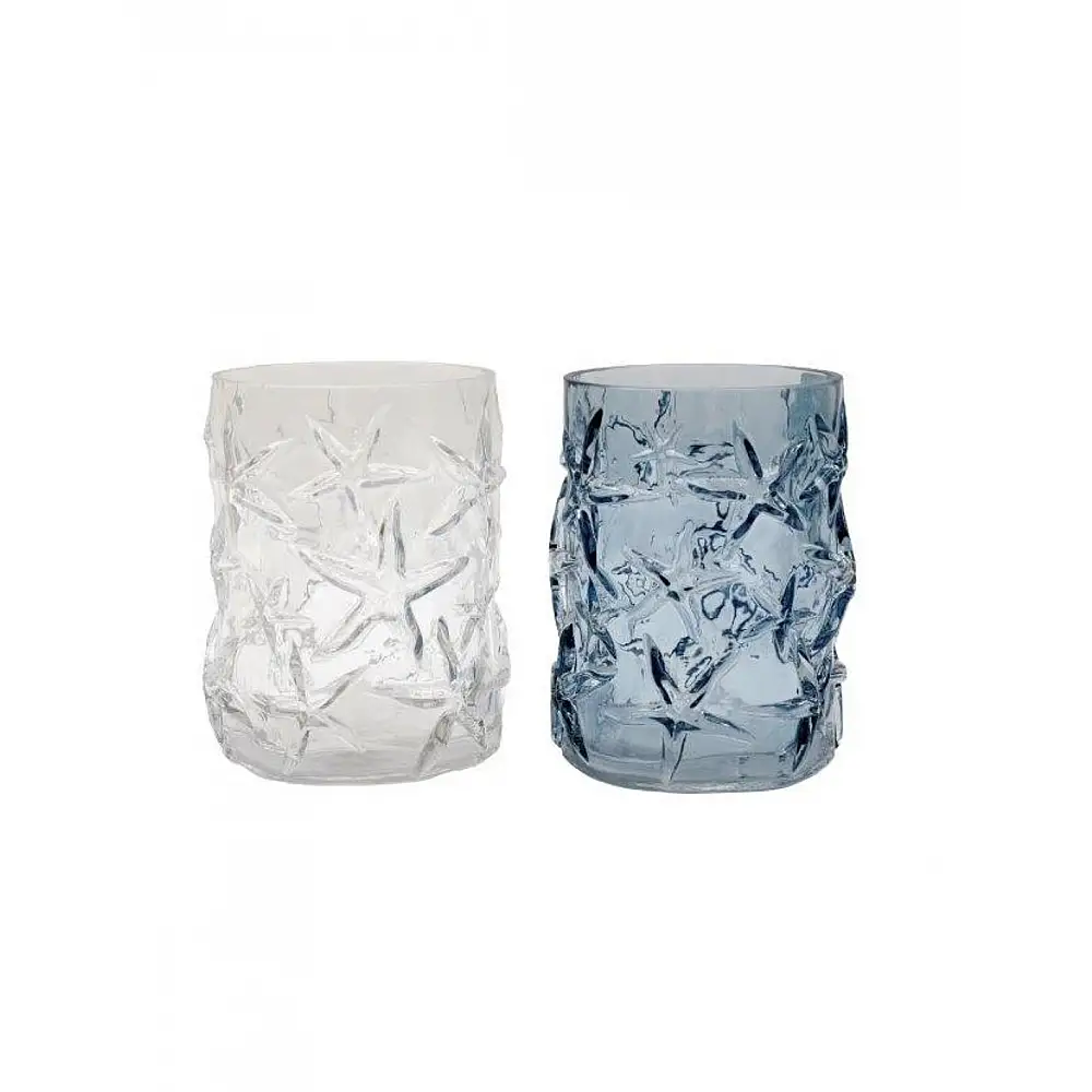 Βάζο γυάλινο αστερίες 2χρώματα 15X26. 5cm