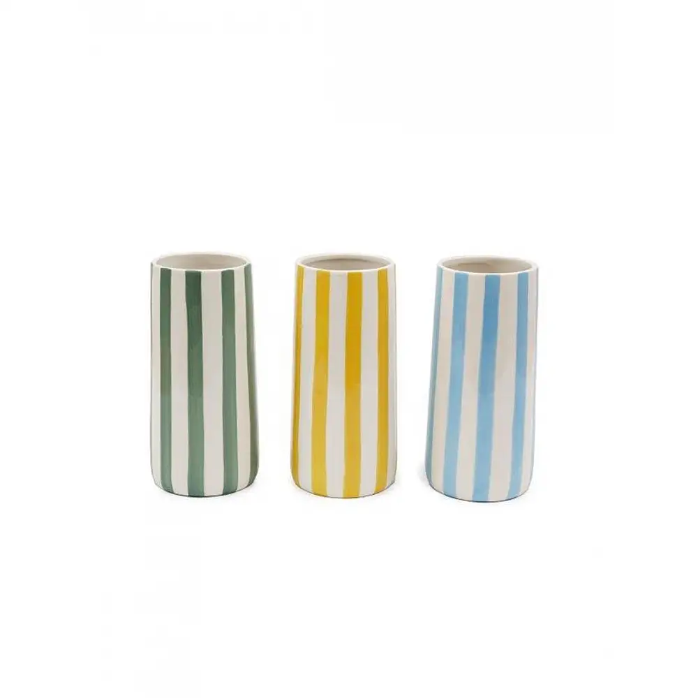 Βάζο κεραμικό ριγέ/3χρώματα 11x21cm