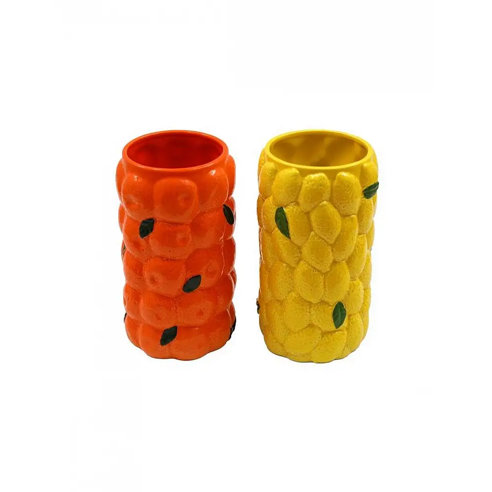 Βάζο κεραμικό με λεμόνια/πορτοκαλίάλια 14. 5X27cm