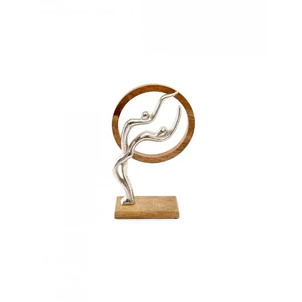 Ζευγάρι με στεφάνι /Αλουμίνιο/ξύλο mango 19 X 7. 5 X31 cm