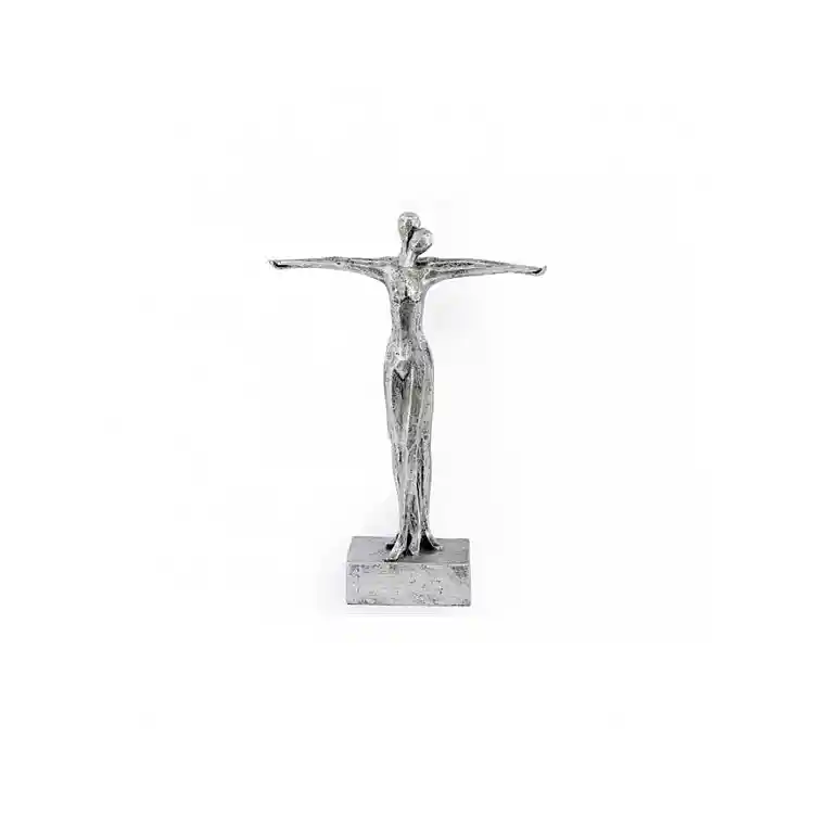 Ζευγάρι άγαλμα ασημί polyresin 25X7. 5X35cm