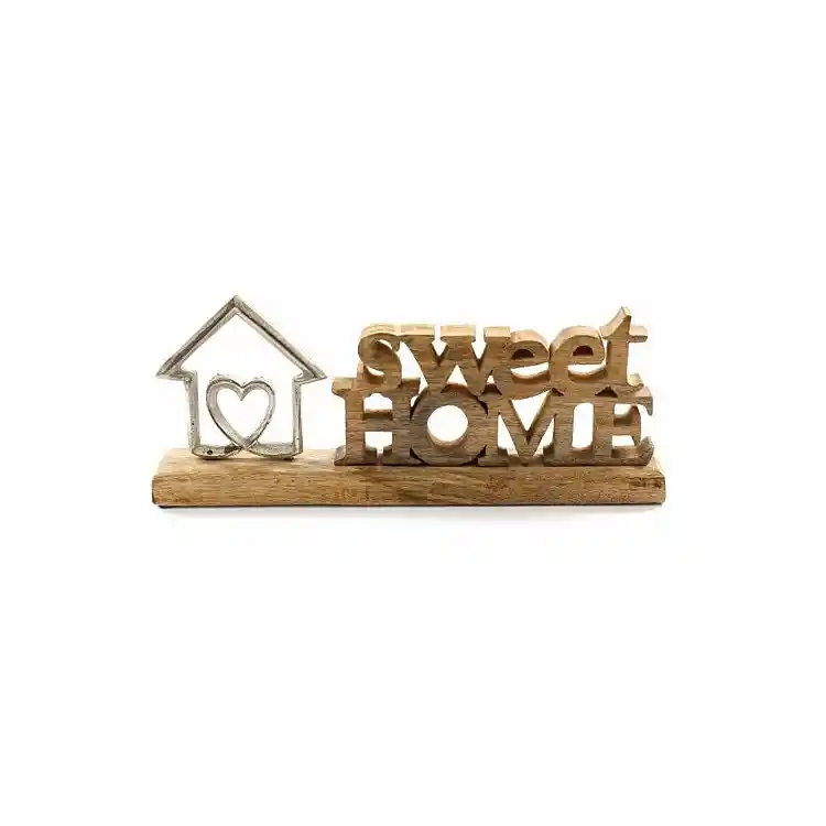 Διακοσμητικό  SWEET HOME  Αλουμίνιο/mango 30X15X5cm