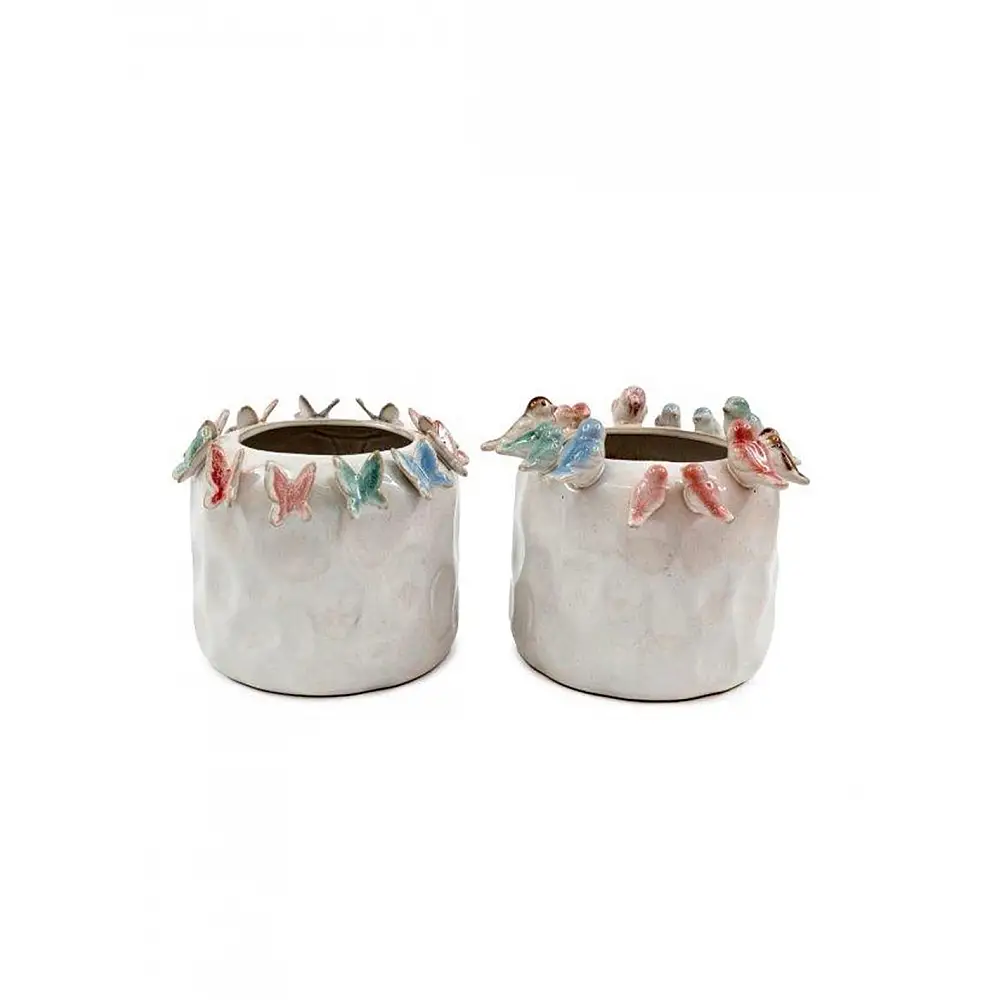 Κασπώ stownware με πουλάκια/πεταλούδες 18. 5X15. 5cm