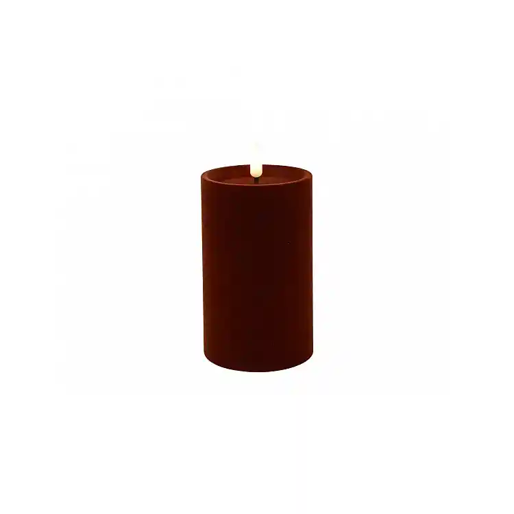 Κερί  κορμος βελούδο μπορντώ LED warm white/timer/remote/2xAA 7,5x12,5cm