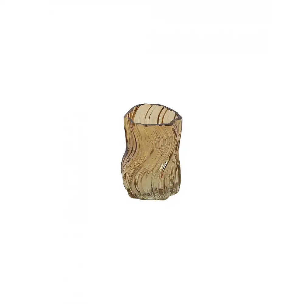 Κηροπήγιο γυάλινο καφέ 8x8x10,5CM