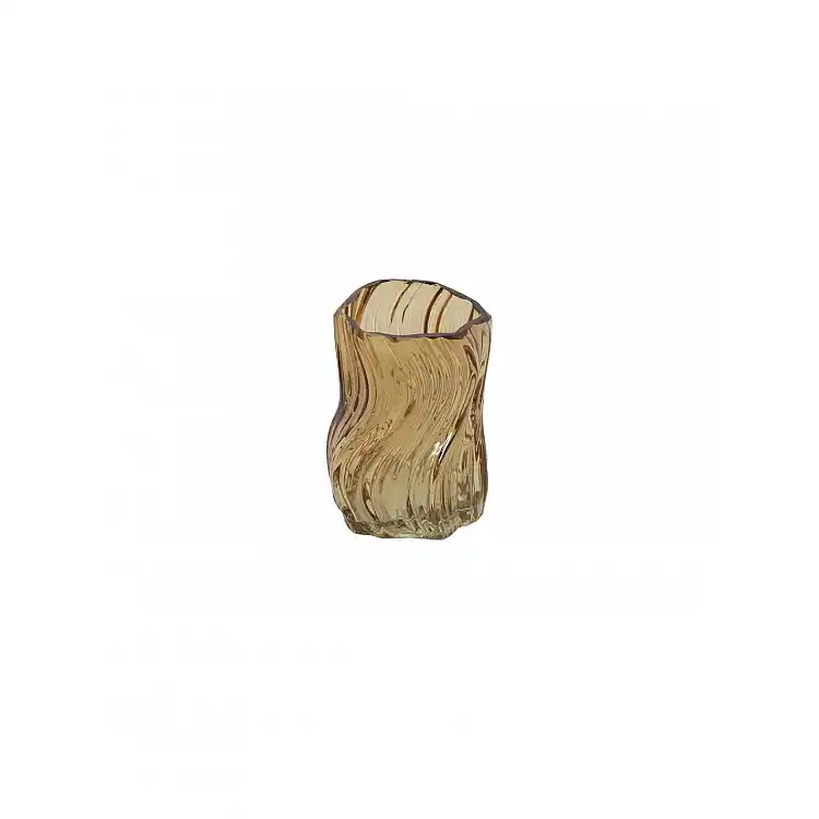 Κηροπήγιο γυάλινο καφέ 8x8x10,5CM