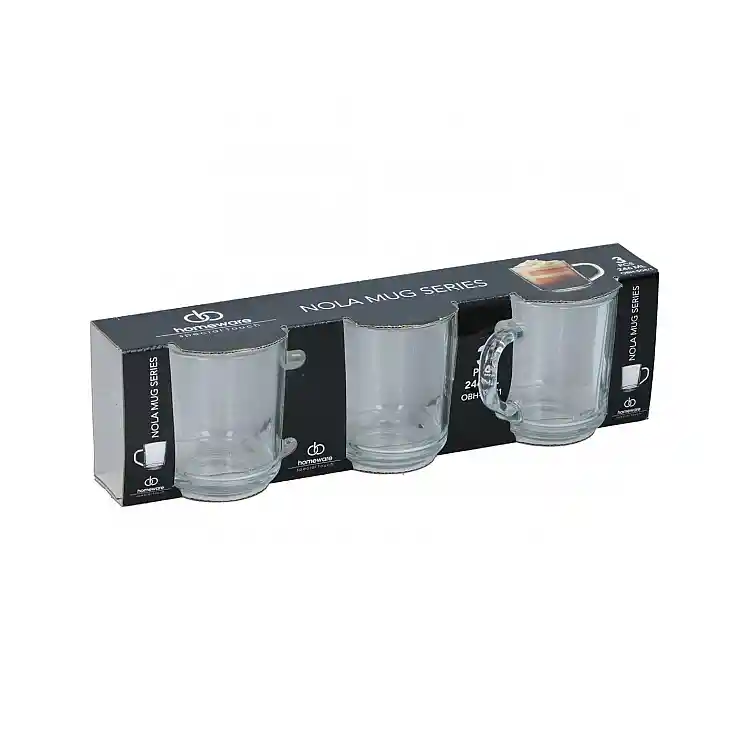 Κούπα γυάλινη διάφανη set 3pcs/246ml/22 x 14 x 9,7cm