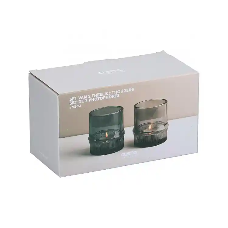 Κηροπήγια γυάλινα set2 16 x 8 cm