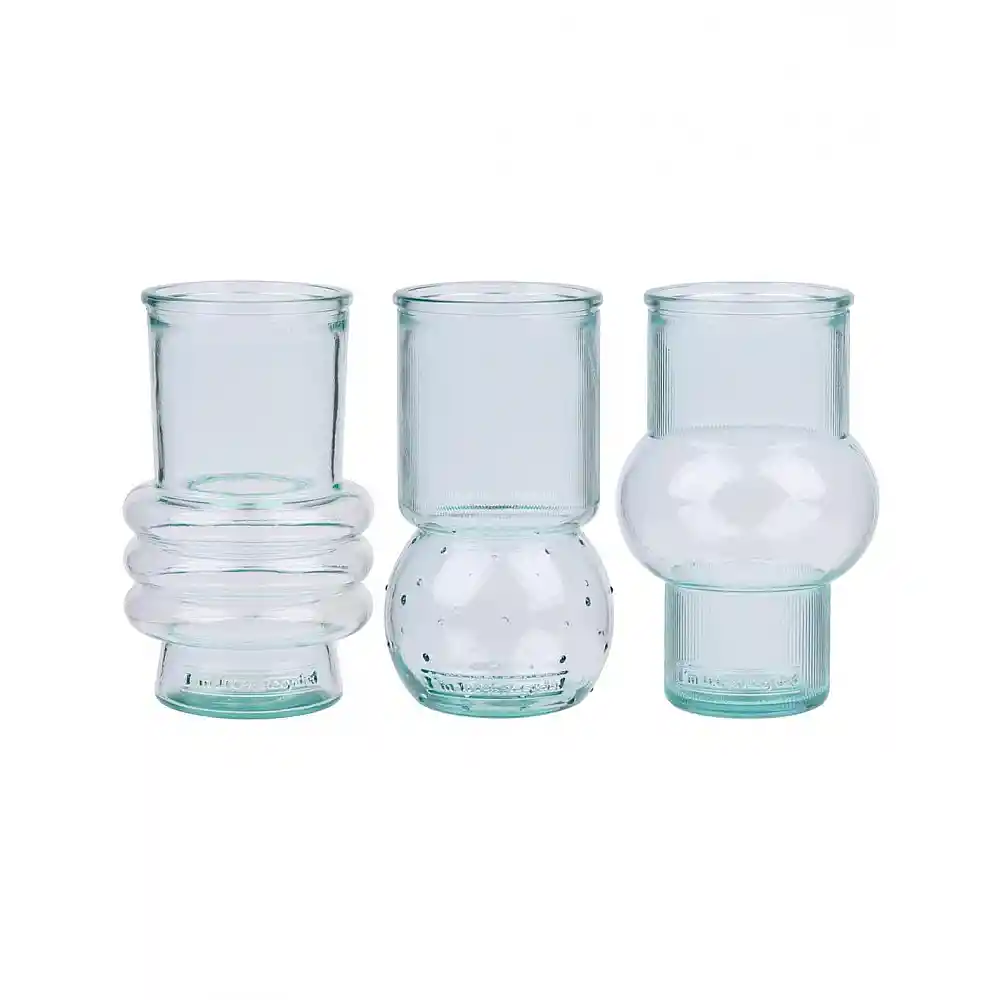 Βάζα γυάλινα set 3σχέδια 11x17cm