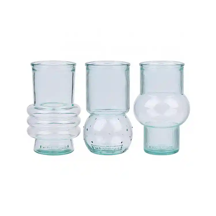 Βάζα γυάλινα set 3σχέδια 11x17cm