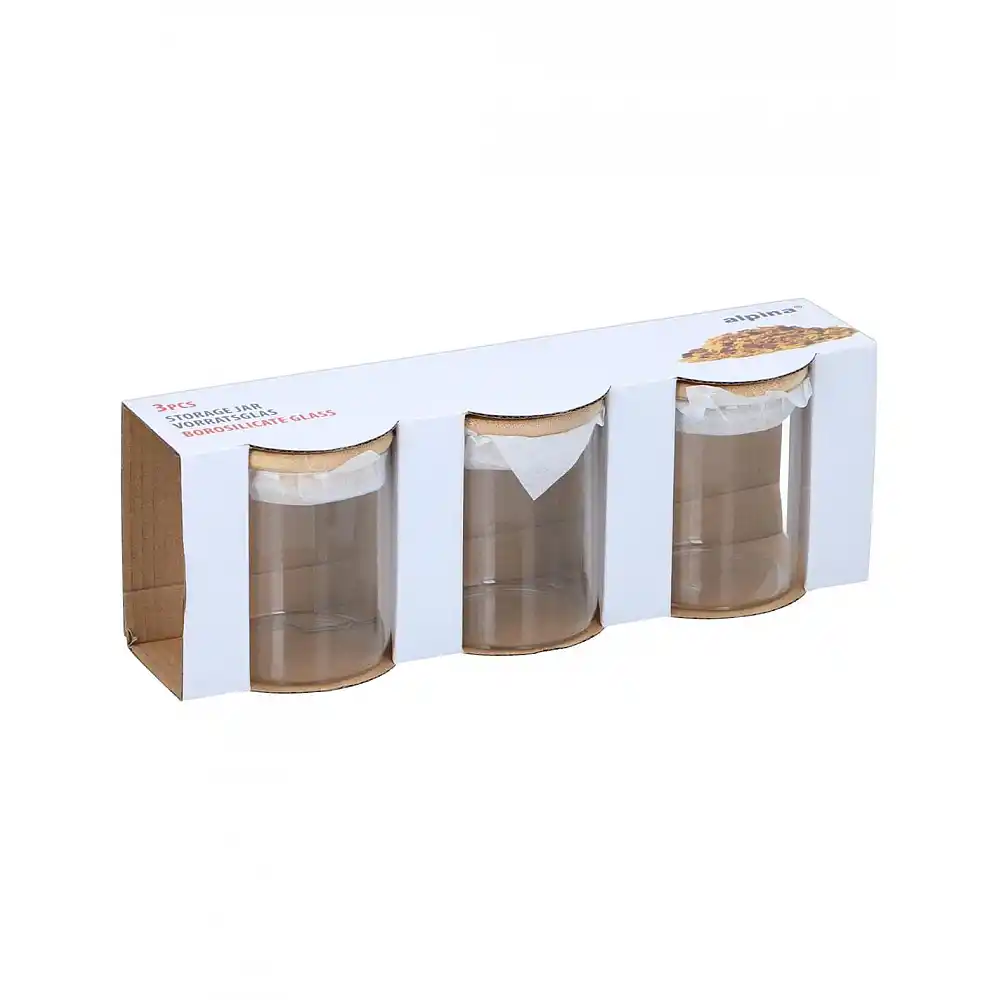 Βάζα αποθήκευσης γυάλινα κυλινδρικά σετ 3pcs/9,5x27cm