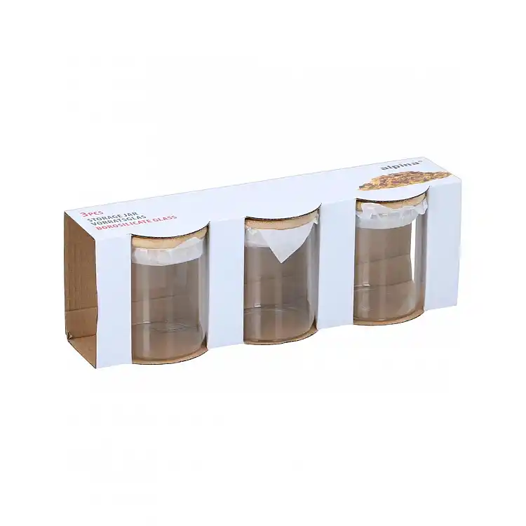 Βάζα αποθήκευσης γυάλινα κυλινδρικά σετ 3pcs/9,5x27cm