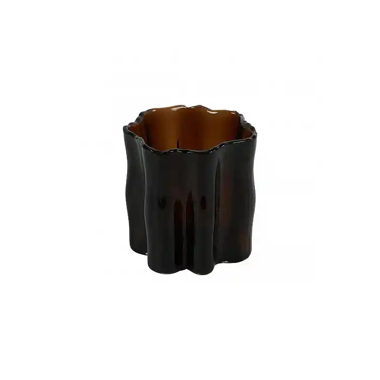 Κηροπήγιο καφέ κυματιστό 10,5x10,5cm