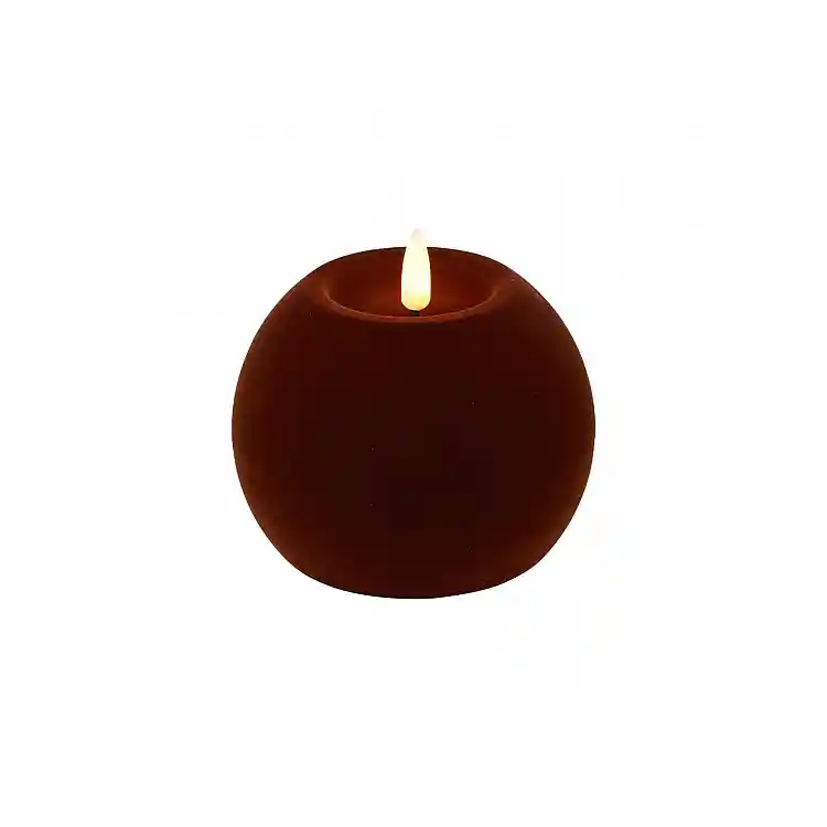 Κερί μπάλα βελούδο  μπορντώ LED warm white/timer/remote/2xAA 10x7,8cm