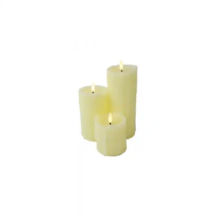 Κεριά σετ3 εκρού LED warm white/timer/remote/2xAA 14,5x21cm