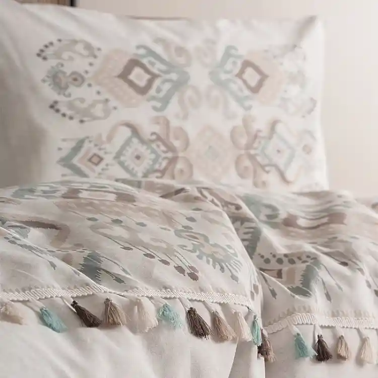 Σετ παπλωματοθήκη Asilo Cotton Box 4 τμχ Διπλή (200x220) χρώμα καφέ - λευκό | 129CTN4299