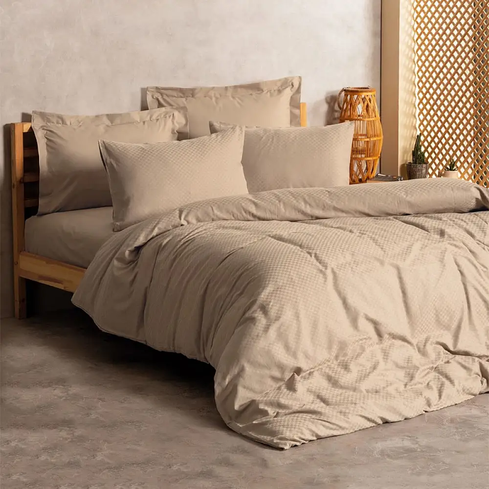 Σετ παπλωματοθήκη Plaid Cotton Box 3 τμχ Μονή (160x220) χρώμα mink | 129CTN4618