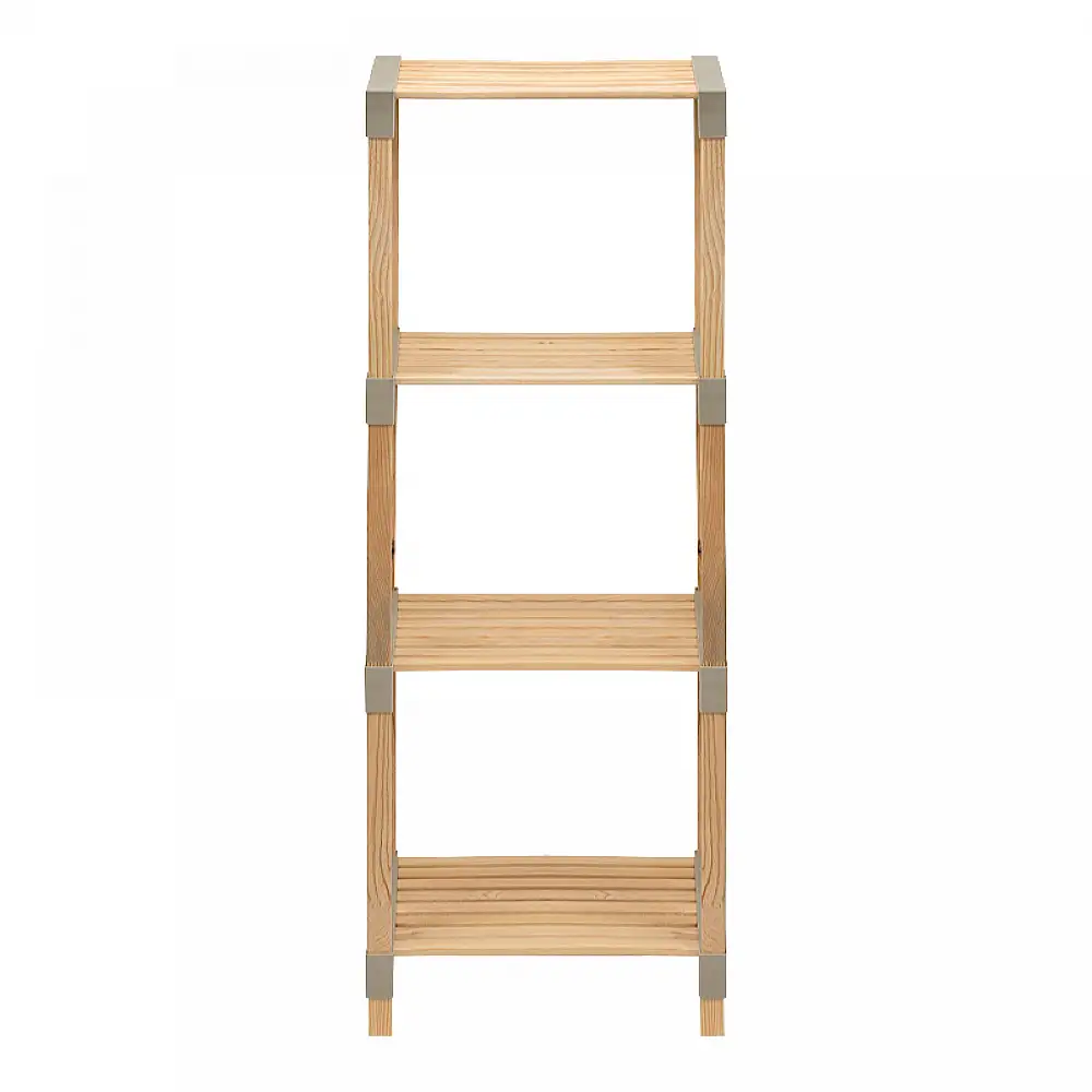 Ραφιέρα δαπέδου ξύλινη - πλαστική χρώμα φυσικό - μπεζ 41x33x113εκ. | FIX-2013-4